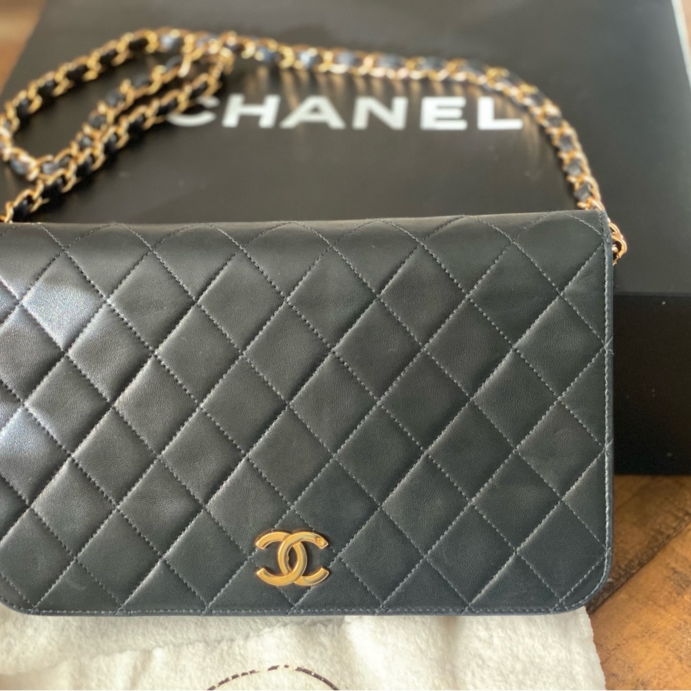 Chanel Black Quilted Lambskin Leather WOC
